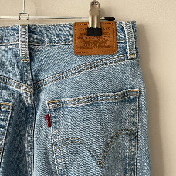 Levi's Ribcage Straight Button Fly Waist Denim High Rise Casual Jeans Blue 27 - Picture 4 of 10